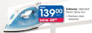 Safeway 1600 Watt Steam Spray Iron Stainless Steel Soleplate-Each