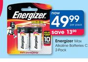 Energizer Max Alkaline Batteries C 2 Pack-Per Pack