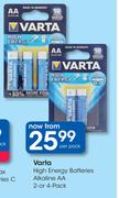 Varta High Energy Batteries Alkaline AA 2 Or 4 Pack-Per Pack