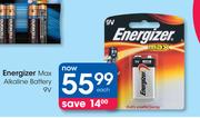 Energizer Max Alkaline Battery 9V-Each