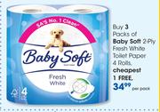 Baby Soft 2 Ply Fresh White Toilet Paper 4 Rolls-Per Pack