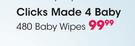 Clicks Made 4 Baby 480 Baby Wipes-Per Pack