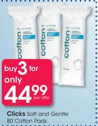 Clicks Soft & Gentle 80 Cotton Pads-For 3