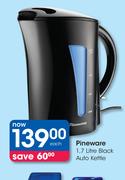 Pineware 1.7Ltr Black Auto Kettle-Each