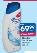 Head & Shoulders Shampoo-600ml Each