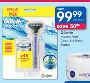 Gillette Mach 3 Start Razor & 3 Pack Blades-Per Pack