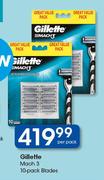 Gillette Mach 3 10 Pack Blades-Per Pack