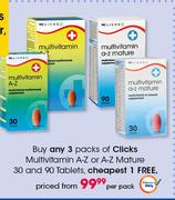 Clicks Multivitamin A-Z Or A-Z Mature 30 & 90 Tablets-Per Pack