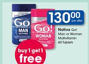 Nativa Go Man Or Woman Multivitamin 60 Tablets-Per Offer