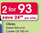 Clicks Sweet Almond Carrier Oil-2 x 100ml