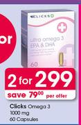 Clicks Omega 3 1000 mg 60 Capsules-For 2