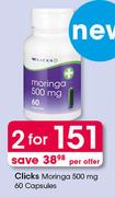 Clicks Moringa 500 mg 60 Capsules-For 2