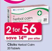 Clicks Herbal Calm 20 Tablets-For 2