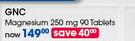 GNC Magnesium 250mg Tablets-90's Per Pack