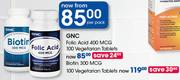 GNC Folic Acid 400 MCG Vegetarian Tablets-100's Per Pack
