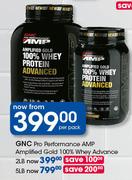 GNC Pro Performance AMP Amplified Gold 100% Whey Advance 2LB-Per Pack