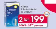 Clicks 9 Strain Probiotic 30 Capsules-For 2