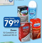 Durex 12 Condoms Or Lubricant-50ml Each
