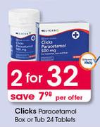 Clicks Paracetamol Box Or Tub 24 Tablets-For 2
