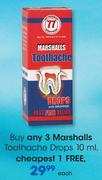 Marshalls Toothache Drops-10ml Each