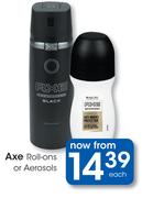 Axe Roll Ons Or Aerosols-Each