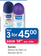 Sanex Roll On For Men Or Women-3x50ml