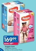 Huggies Gold Disposable Nappies For Boys Or Girls Jumbo Packs-Per Pack