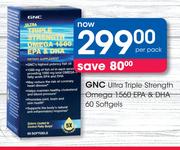 GNC Ultra Triple Strength Omega 1560 EPA & DHA 60 Softgels-Per Pack