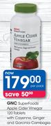 GNC Super Foods Apple Cider Vinegar 120 Tablets With Cayenne, Ginger & Garcinia Cambogia-Per Pack