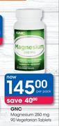 GNC magnesium 250 mg 90 Vegetarian Tablets-Per Pack