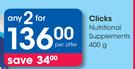 Clicks Nutritional Supplements-2 x 400g