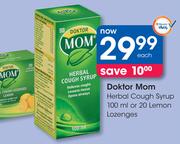 Doktor Mom Herbal Cough Syrup 100ml Or 20 Lemon Lozenges Each