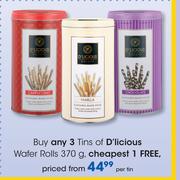  D'Licious Wafer Rolls-370g Per Tin