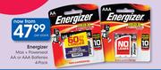 Energizer Max + Powerseal AA Or AAA Batteries 4 Pack-Per Pack