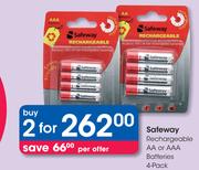 Safeway Rechargeable AA Or AAA Batteries 4 Pack-For 2