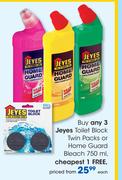 Jeyes Toilet Block Twin Packs Or Home Guard Bleach-750ml Each