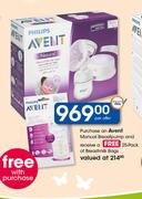 Avent Manual Breastpump With Free 25 Pack Of Breastmilk Bags-Per Offer
