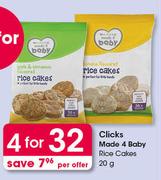 Clicks Made 4 Baby Rice Cakes-4x20g Per Offer