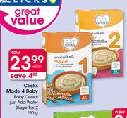 Clicks Made 4 Baby Baby Cereal (Just Add Water) Stage 1 Or 2-250g Each