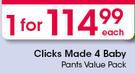 Clicks Made 4 Baby Pants Value Pack-Each
