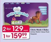Clicks Made 4 Baby Active Stretch Value Pack Nappies-Each