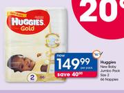Huggies New Jumbo Pack Size 2-66's Per Pack