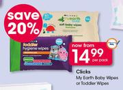 Clicks My Earth Baby Wipes Or Toddler Wipes-Per Pack