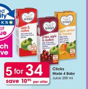 Clicks Made 4 Baby Juice-5x200ml Per Offer