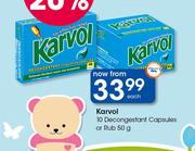 Karvol  10 Decongestant Capsules Or Rub 50g-Each