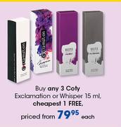 Coty Exclamation Or Whisper-15ml Each