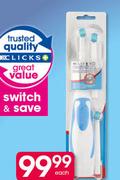 Clicks Oscillating Battery Operated Toothbrush-Each