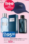 Abercrombie & Fitch First Instinct Blue For Him 100ml Or For Her 50ml With Free Cap