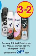 Shield Deodorants For Men Or Women-150ml Each