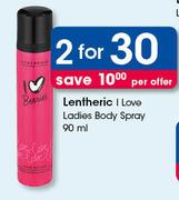 Lentheric I Love Ladies Body Spray-2 x 90ml